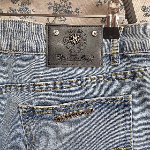 Chrome Hearts Blue Jeans With Pink Crosses - Picture 13 of 13